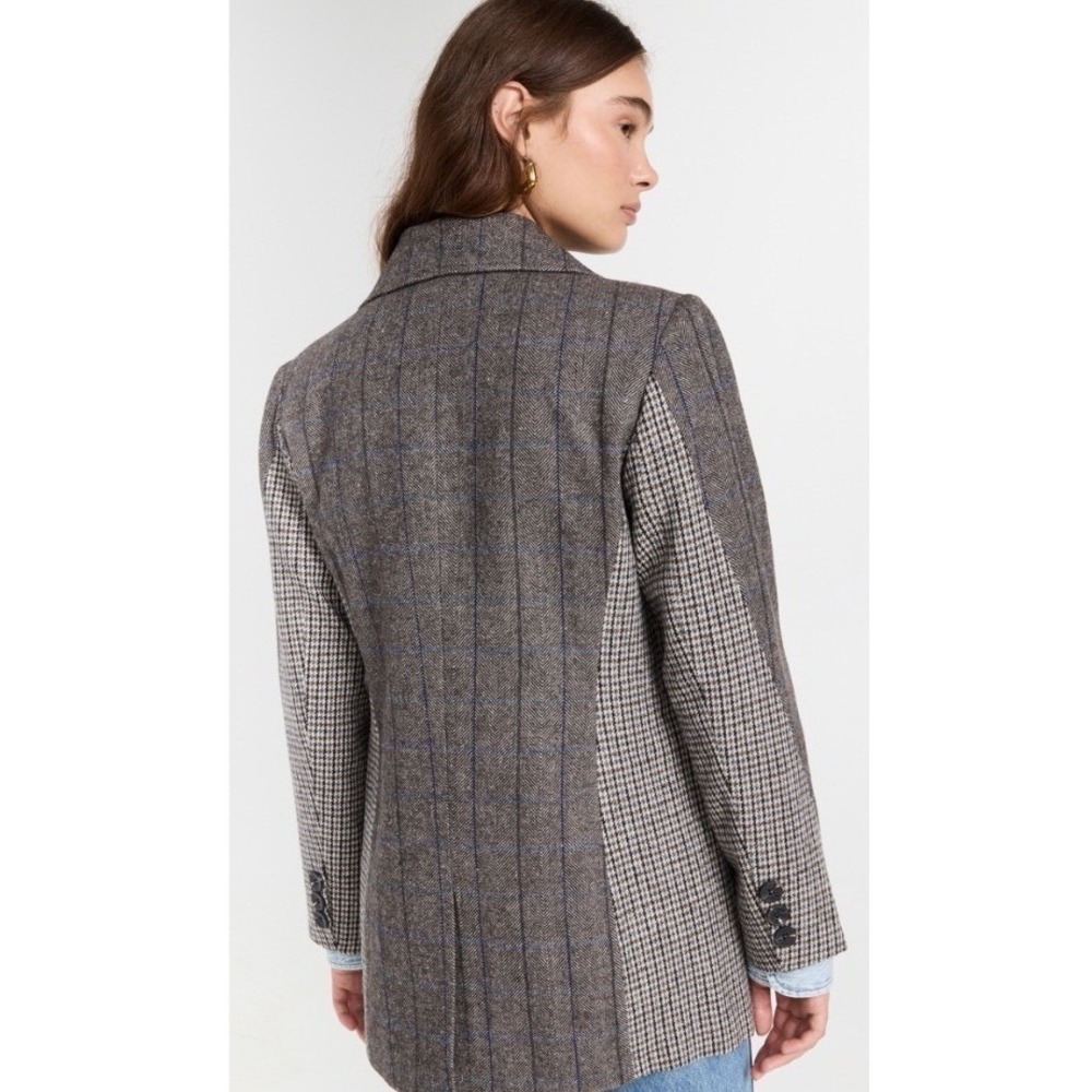 Anthropologie x Avec Les Filles Mixed Plaid Double Breasted Blazer Wool Blend - Picture 3 of 7